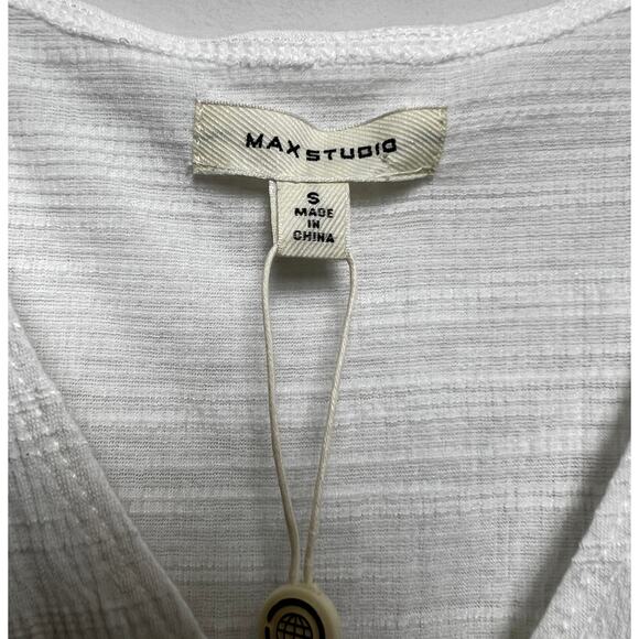Max Studio White Ruched Wrap-Front Sleeveless Top | Small | NWT - Picture 4 of 7